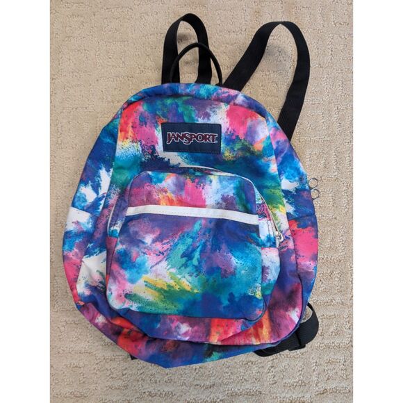 Jansport Half Pint Mini Backpack Watercolor Paint Splatter Adjustable Straps - Picture 1 of 9